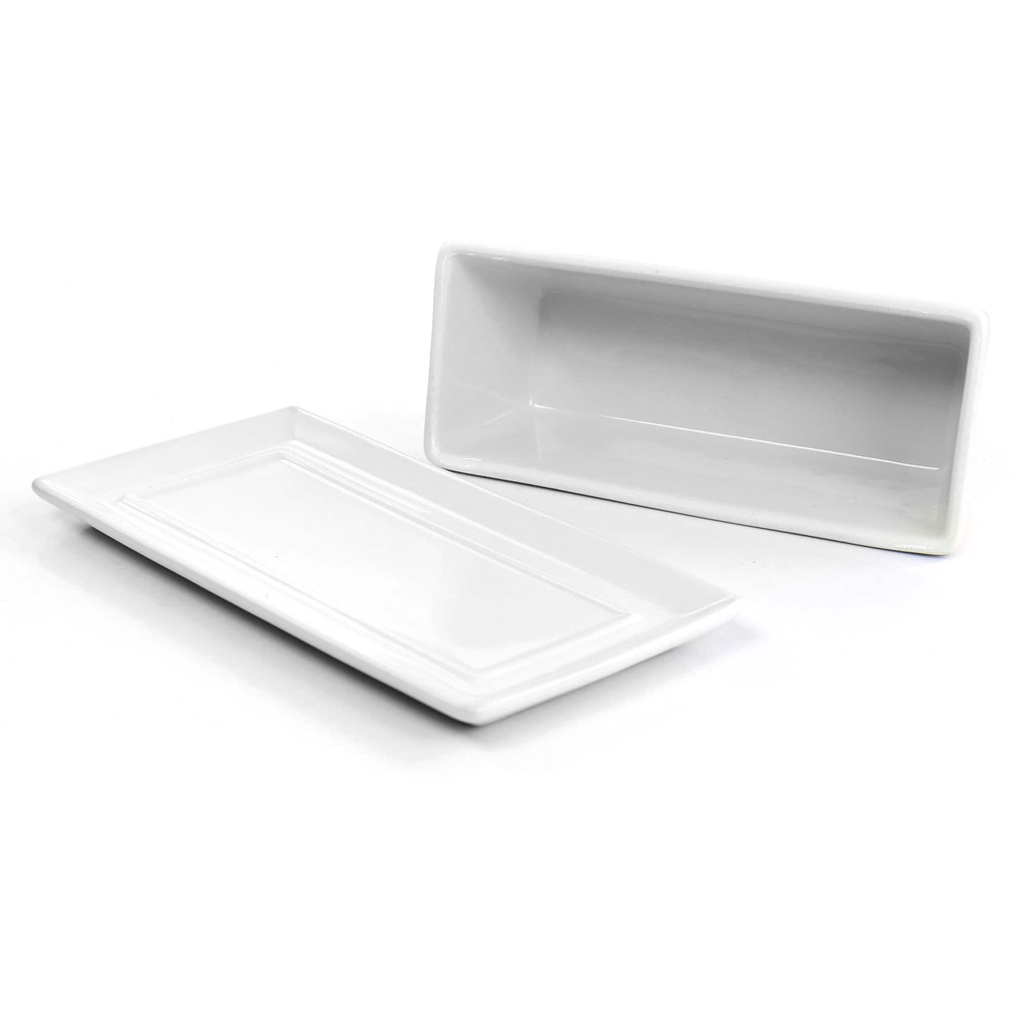 Martha Stewart White Ceramic Butter Dish with Lid